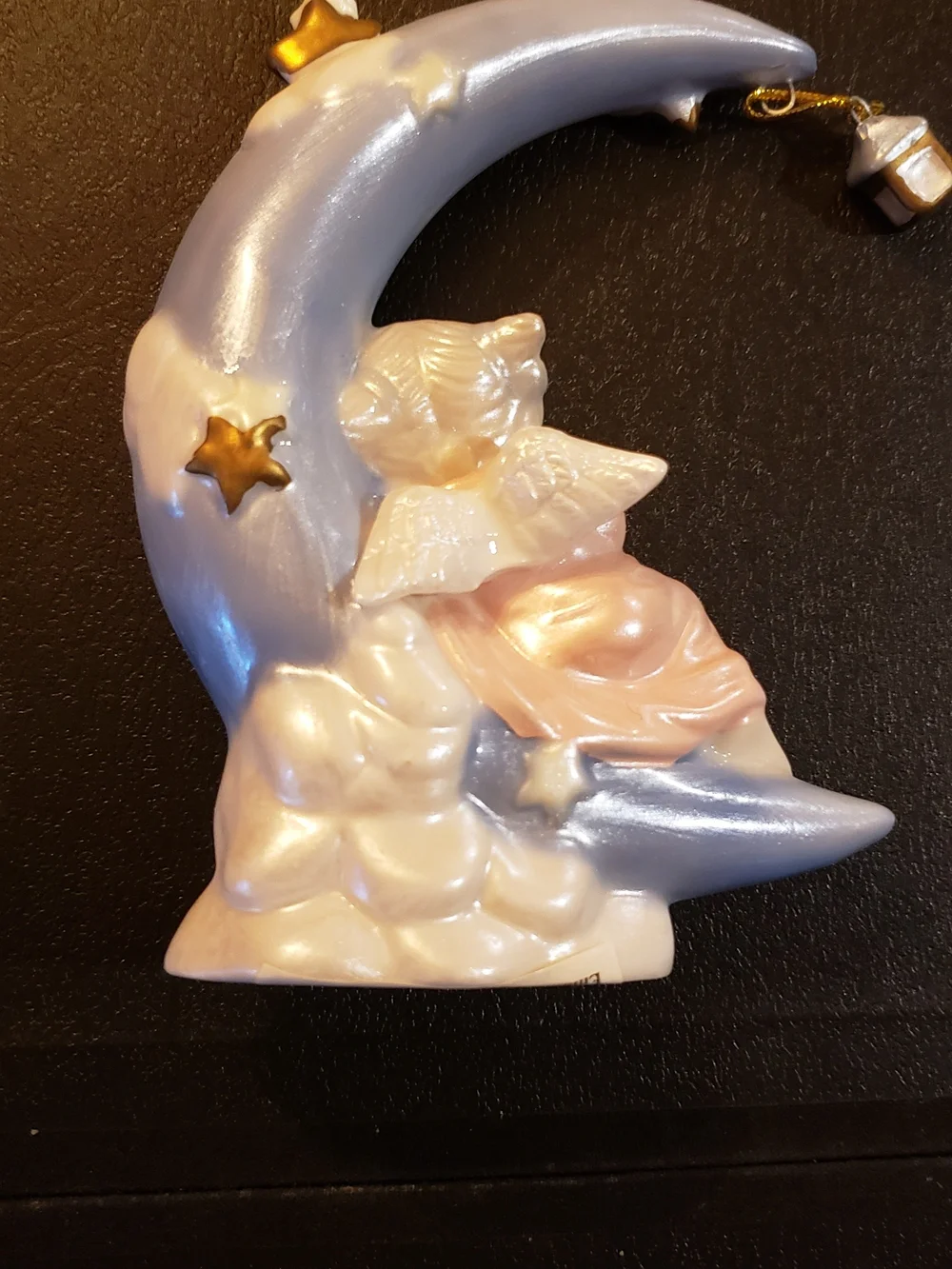 Designspirations  Christmas Dreams Sleeping Baby on Crescent Moon - Pink/Pearl